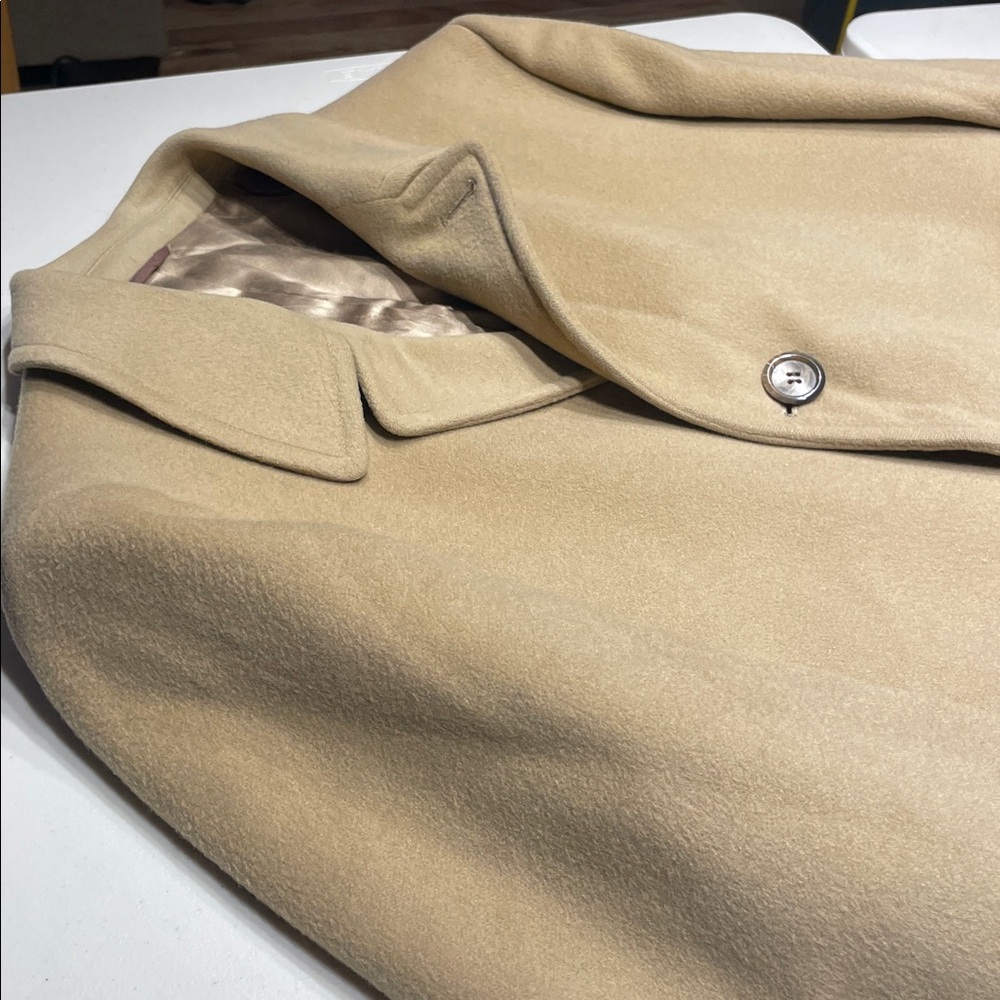 Crombie Overcoat Single-Breasted in Tan Wool Size 46XL - Picture 7 of 14